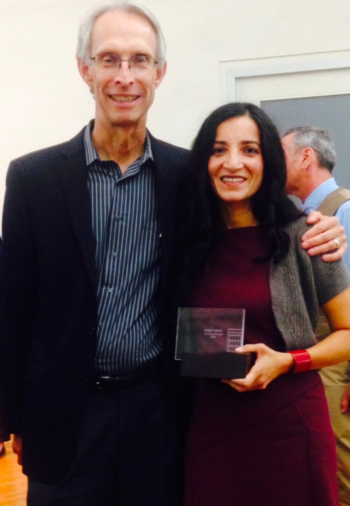 Professor Hanlon receiving the NewSchool Alumnus of the Year award