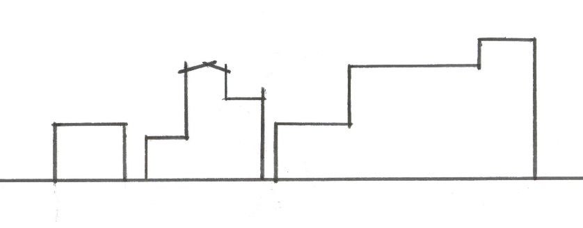 Massing sketch, California Center for the Arts