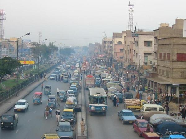 Polluted city street